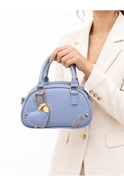 cocy-col Astra Model Kalp Charmli Baby Blue Women's Hand and Shoulder Bag