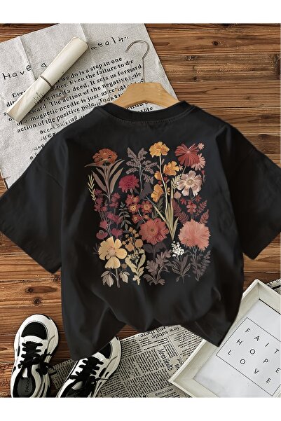 PAVRO Unisex Άνετο T-shirt με μικτό σχέδιο και στάμπα