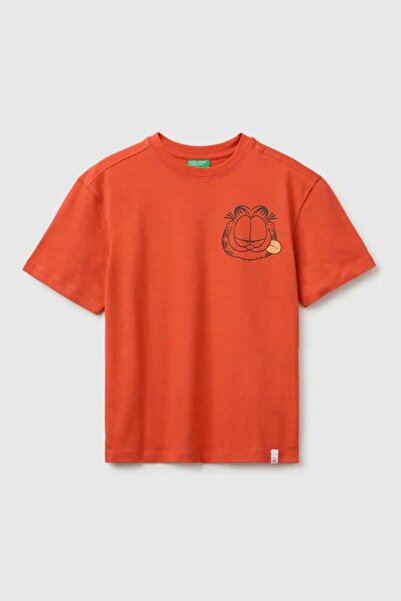 United Colors of Benetton Tricou pentru băieți cu imprimeu Garfield, cu gât r...