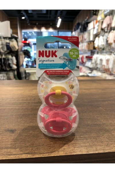Nuk Signature 2’li Silikon Emzik 18-36 ay Saklama Kutulu Pembe