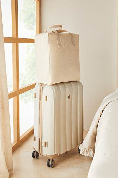 Ocean Home Textile Μπεζ τσάντα μεταφοράς παπουτσιών με σχέδιο ψαροκόκαλο, θήκ...
