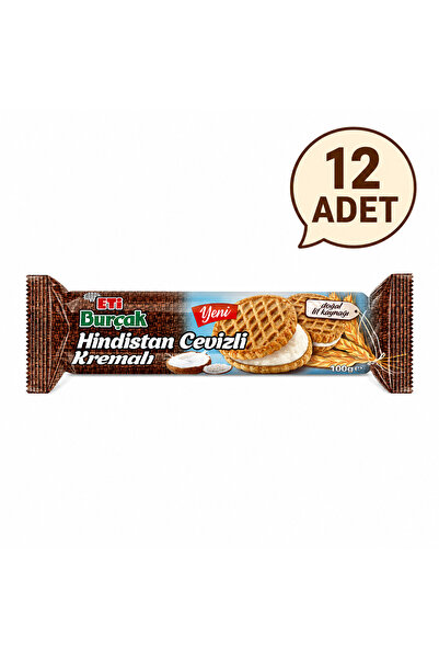 Eti Burçak Hindistan Cevizli Kremalı Yulaflı Bisküvi 100 g x 12 Adet