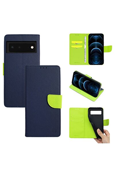 Sonique Θήκη Πορτοφόλι Trend Wallet Google Pixel 6 Pro Σκούρο Μπλε / Λαχανί