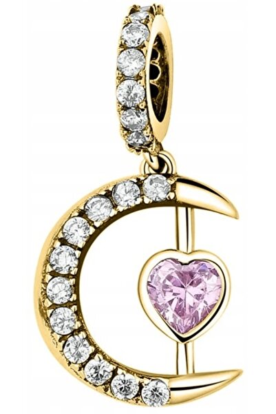 Larezo Charm, Model Lună Aurie Zirconiu, Lună, Inimă, Inaltime 23mm, Culoare ...