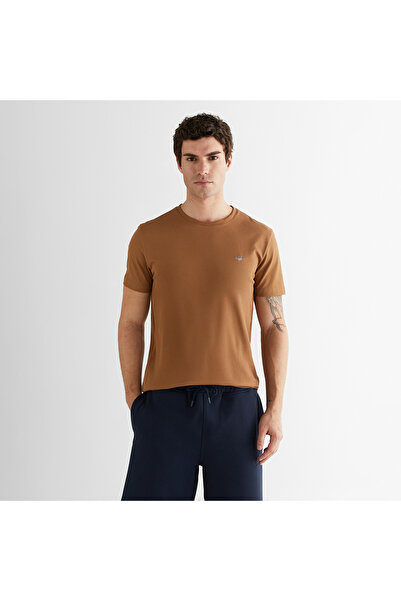Gant Erkek Kahverengi Regular Fit Bisiklet Yaka T-Shirt