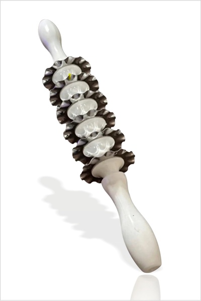 M3DECORİUM Büyük Geniş 4 cm Aralıklı Paslanmaz Çelik Dalgalı Tırtıklı 6 Bıçak...