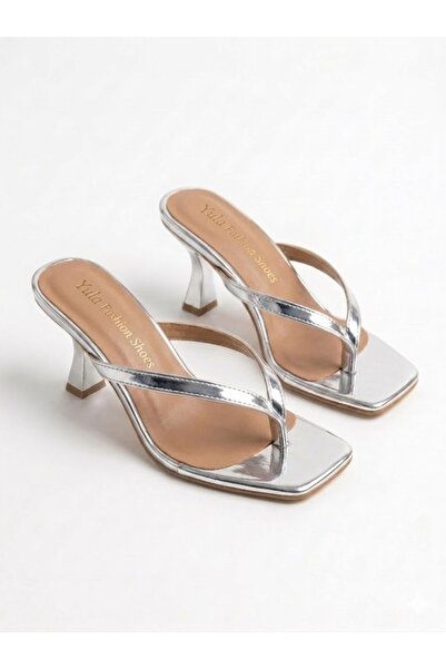 Yula Fashion Shoes Vera Women's Thin Strap Blunt Toe Flip-Flop Heeled Slippers