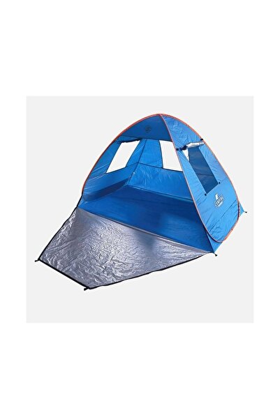 Zet Cort pop-up albastru pentru plajă, 200x120x130 cm, cu ferestre, montare rapidă și protecție la soare