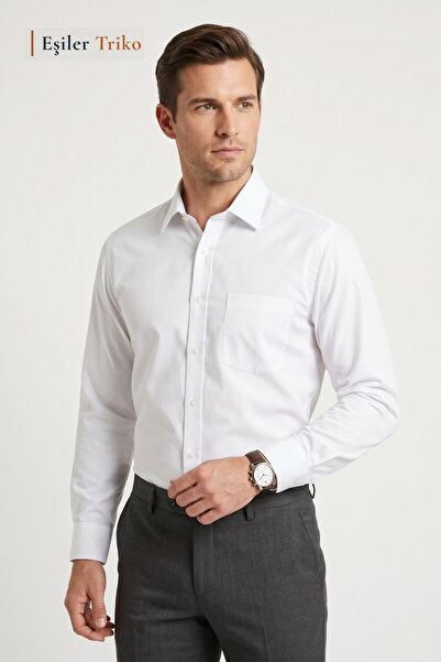 Eşiler Triko Men's Microsatin Classic Long Sleeve Regular Fit Shirt
