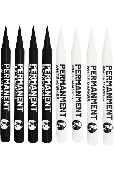 Gorvique Premium Permanent Markers 8 PCS – Black & White, 14cm | Fine Fibre T...