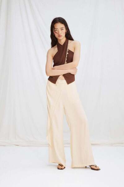 H&M Wrap-detail satin trousers