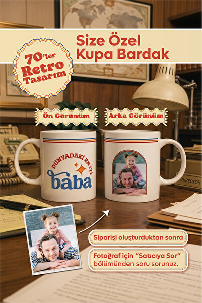 Dekopix Kişiye Özel Dünyadaki En İyi Baba Fotoğraflı Yazılı Kupa Bardak - Bab...
