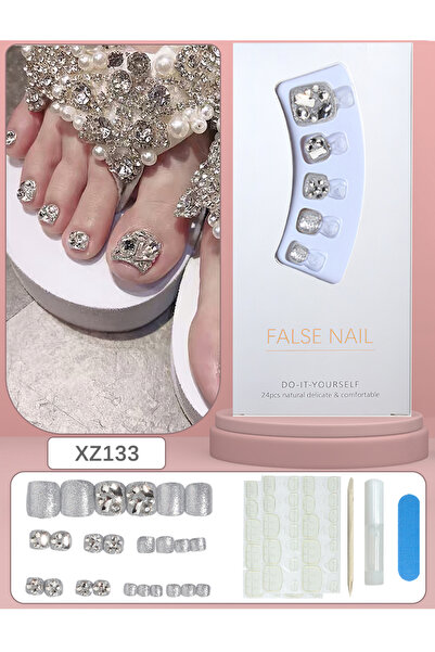 L&Wen 24Pcs Press on Toenails Short, Long Lasting Fake Toe Nails Full Cover, ...
