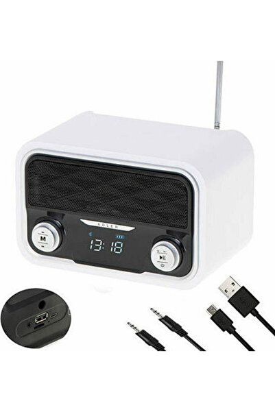 adler AD1185 Επιτραπέζιο Ραδιόφωνο με Μπαταρία, Bluetooth και USB, Λευκό