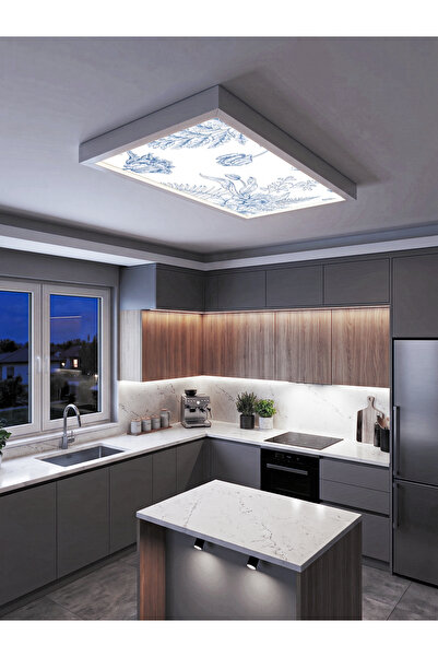 Gökyüzü Panel Soyut Çiçek Desenli 60x120, 106W, Sıva Üstü, Güçlü Led Aydınlat...
