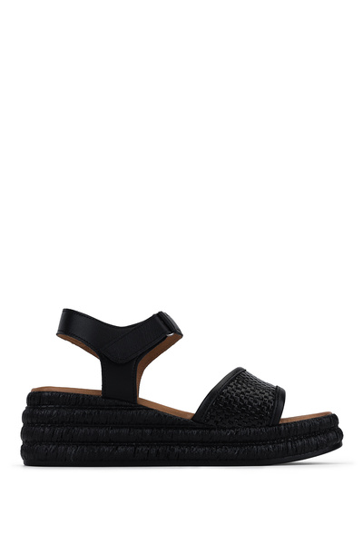 Tamer Tanca Women's Genuine Leather Black Heeled Sandals