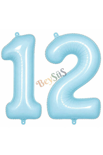 BeySüS 12 بالون فويلو على شكل أرقام باللون الأزرق (76 سم)