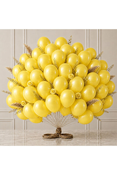 BeySüS Yellow Color Latex Metallic Balloon (30 cm) - 50 Pieces