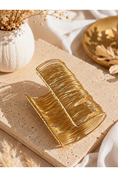 Line Classy Gold Renk Tel Tasarım Ayarlanabilir Kelepçe Bileklik – Şık Kadın ...