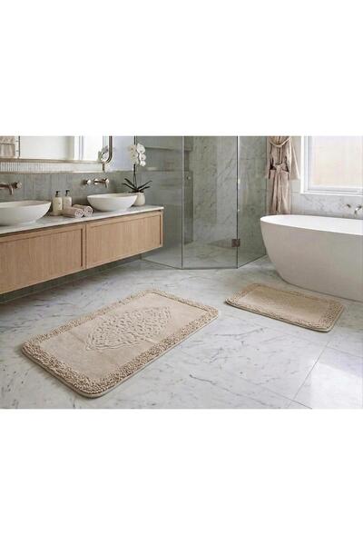 ROYAM Mevsim Home Σετ 2 χαλιών μπάνιου, χαλάκια μπάνιου 100% βαμβακερά με αντ...