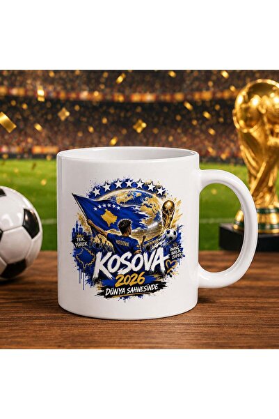 Bk Gift كأس أبيض بتصميم كأس العالم لكرة القدم بتصميم مشجعي كوسوفا -2