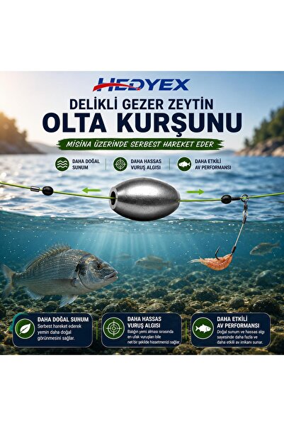 Hedyex 1 Gr 200 Adet (200 Gr) Olta Kurşunu Delikli Gezer Zeytin