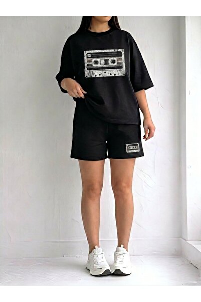 EFFRENATU Women's Oversize Avo Basic T-Shirt and Wide Leg Sweatpants Set |   ...