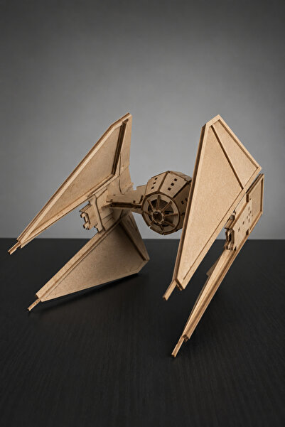 eslazerkesim Star Wars TIE Fighter Uzay Savaş Gemisi Diorama Maketi – Ahşap H...