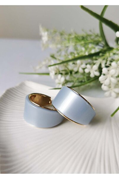 Halley Concept Wide hoop steel earrings diameter 3. cm – blue