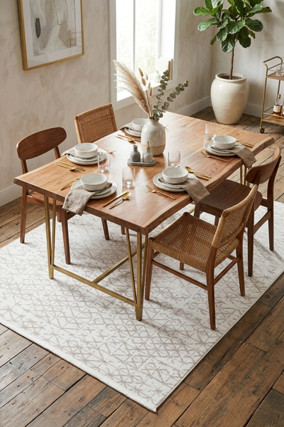 Bonny Home Premium Yemek Masası Altı Halısı | Dikdörtgen Kaymaz Modern Dekora...