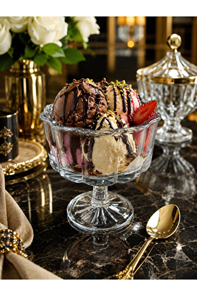 çukurova home 6-Piece Flower Model Footed Ice Cream Bowl and Dessert Bowl (25...