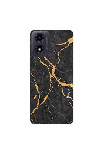 OEM Husa compatibila cu Motorola Moto G24 Silicon Gel Tpu Model Noir Gold Marble