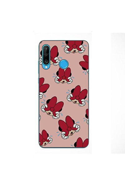 OEM Калъф за Huawei P30 Lite, силиконов гел TPU, с десен Мини Маус, червен
