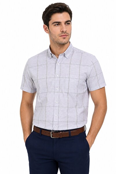 rasstmen Men's Plaid Classic Single Pocket Short Sleeve Shirt Bgl-St05570