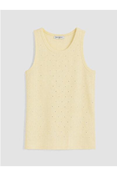 LC Waikiki New Season Yellow Crew Neck Stoned Women's Athlete Top