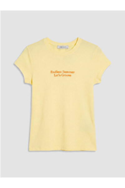 LC Waikiki New Season Yellow Printed 100% Cotton Women's T-Shirt