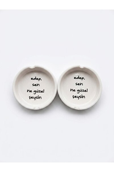 PALTO TASARIM Edep, You Are so Beautiful Designed Set of 2 Small Ashtrays - G...