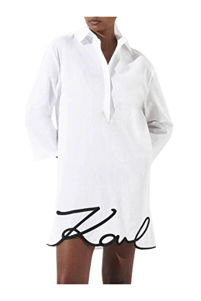 Karl Lagerfeld Γυναικείο DNA Signature Beach Φόρεμα Λευκό 240W2205-100 WHITE