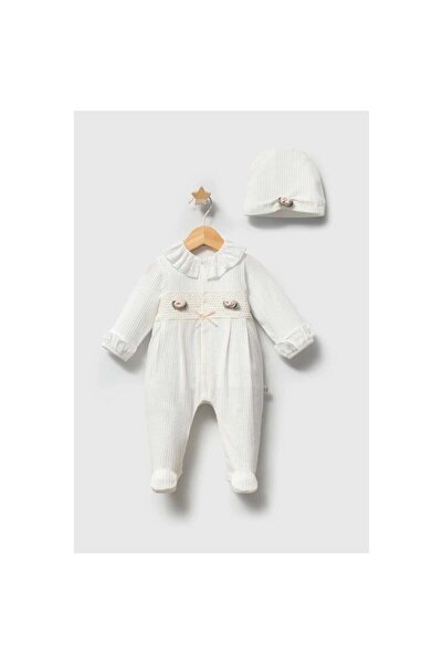 Tongs جمبسوت بناتي من الكتان المزين بالزهور باللون الإكرو