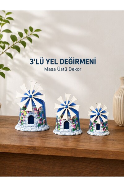 Livonelli 3'LÜ YEL DEĞİRMENİ MASA ÜSTÜ VE ASILABİLİR SÜS