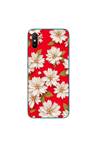 OEM Θήκη συμβατή με Xiaomi Redmi 9A, από σιλικόνη gel TPU, με λευκά λουλούδια...
