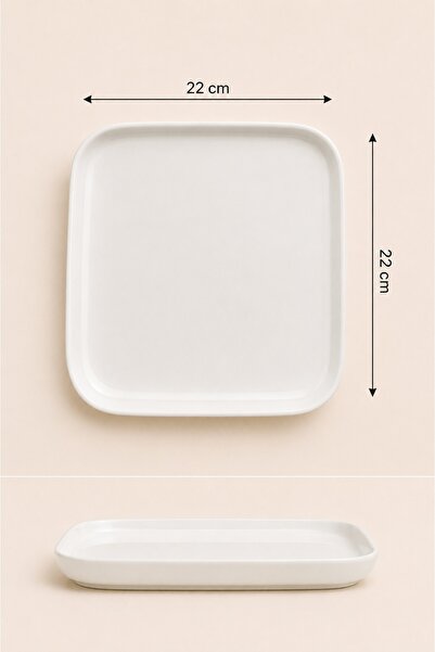 Bev Kitchen Perla Tek Parça 22 cm Pasta / Kek / Tatlı Tabağı & Servis / Sunum Tabağı