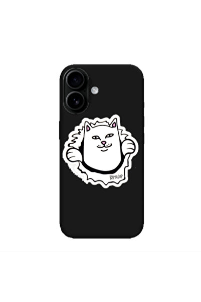 Other Apple Iphone 16 White cat Black Colored Silicone TPU Θήκη
