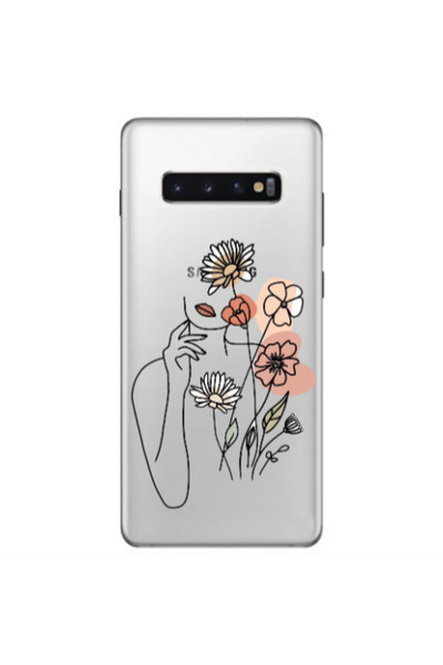 Other Samsung S10 Plus Lady with Flowers Transparent Silicone TPU Θήκη