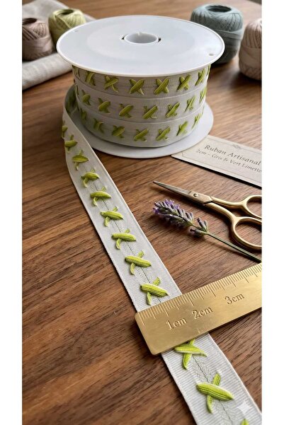 satab French Design Ribbon with Flowers -2Cm -25Meters