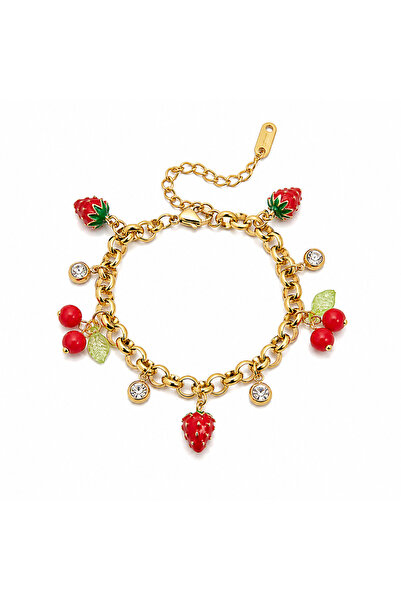 OEM Gold-plated stainless steel bracelet with fruit charms "Iounia"
