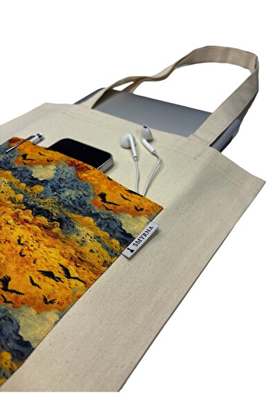 Smyrna Tote Bag with Pockets, Casual Tote Bag, Beach Bag, 100% Cotton Thick R...