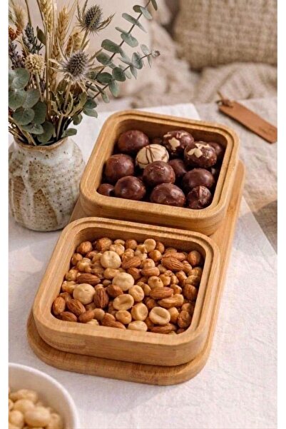 BİZ ZÜCCACİYE Double Presentation Stand with Bamboo Stand (10X20 cm)