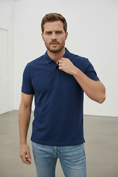 Sarar İnterview Polo Yaka Koyu Saks Mavi T-Shirt