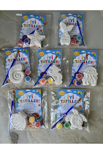 ATÖLYE MELİSA 7 Adet (3D) Taş Boyama Figür Çocuk Gelişimi Boyama Etkinlik Set...